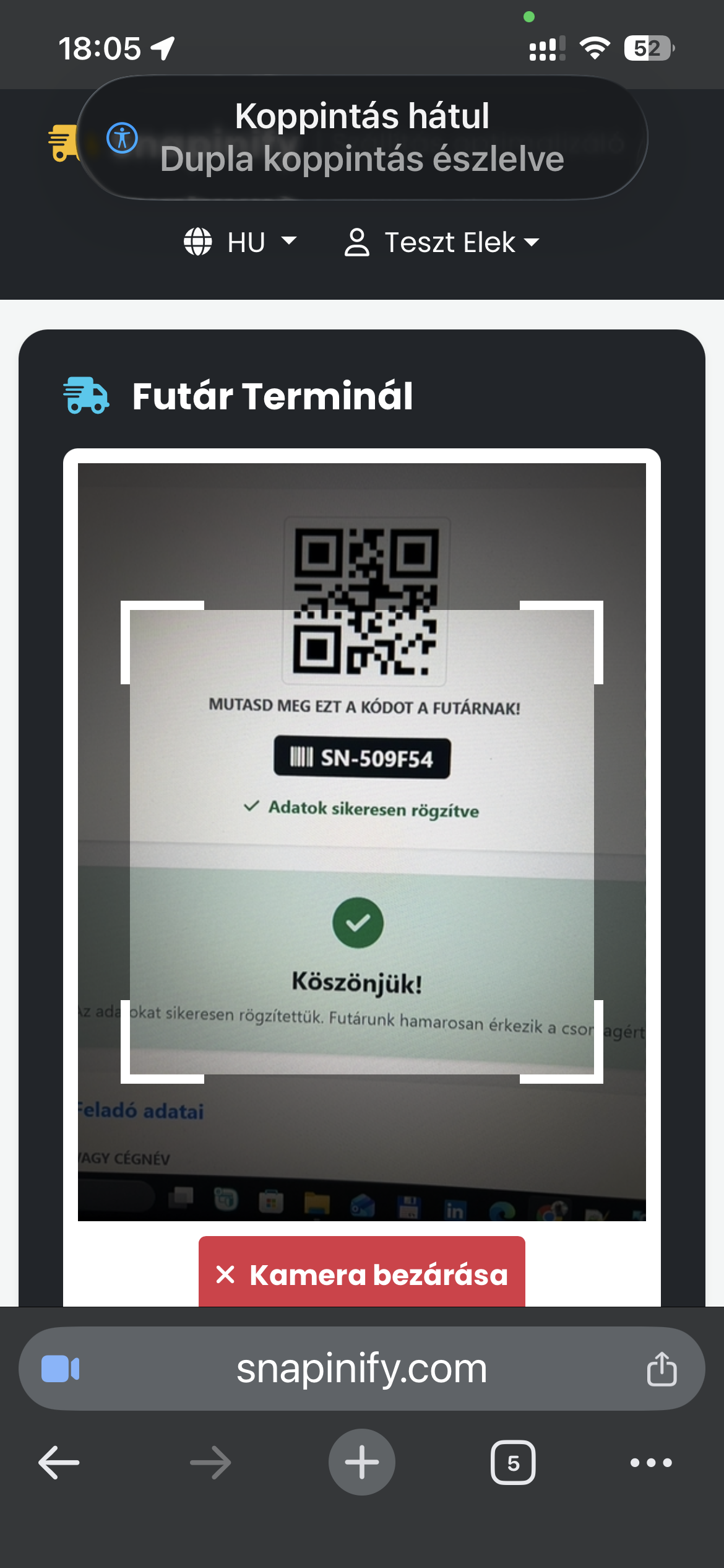 Futár App QR Szkenner
